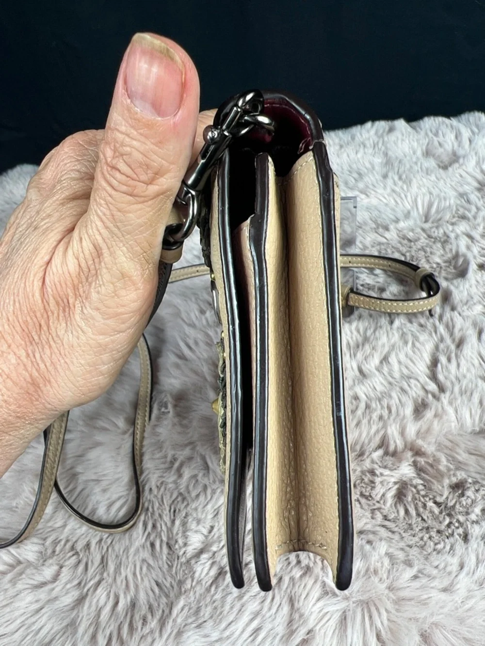 COACH Hayden Foldover Crossbody Clutch - 3D Sequin Tea Rose Beechwood - Picture 6 of 13